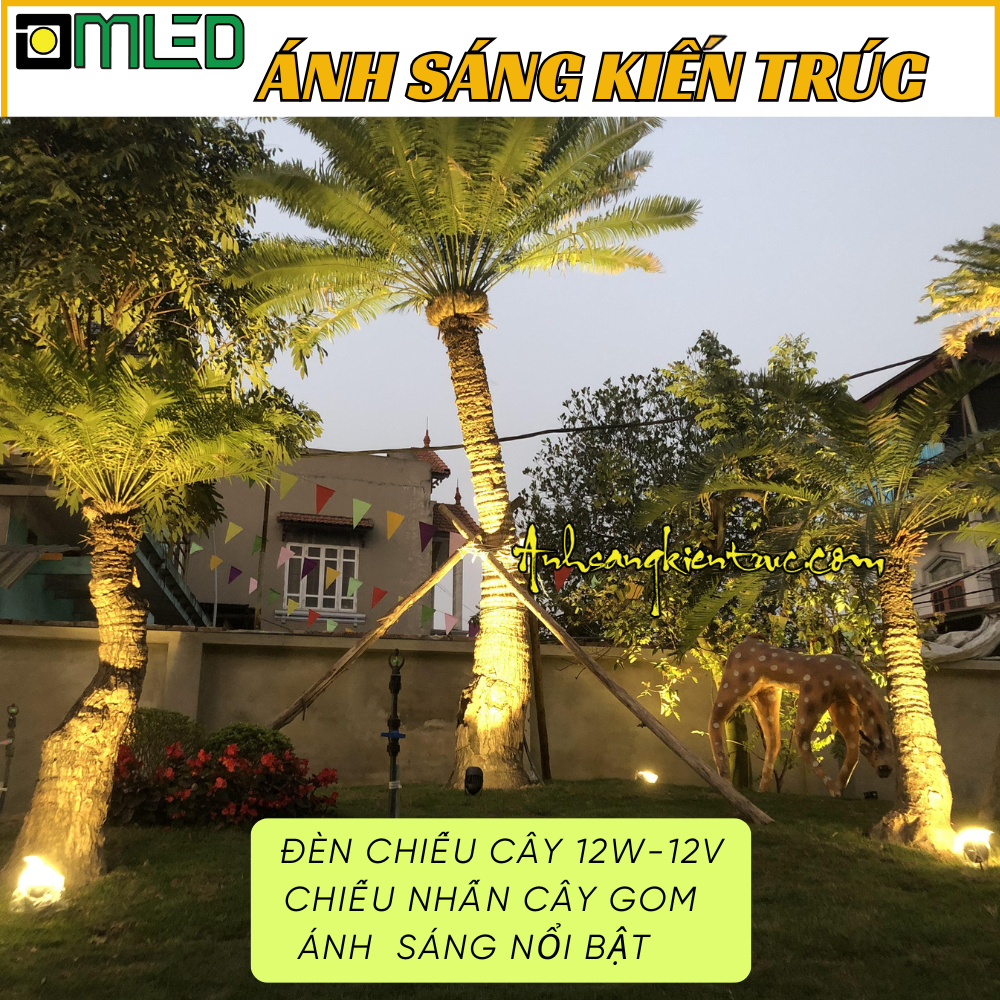 Đèn chiếu cây gom sáng nhấn dáng cây