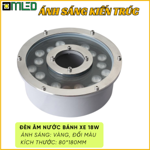 Đèn Âm Nước Bánh Xe 18W - 24V Ánh Sáng Vàng, Đổi Màu