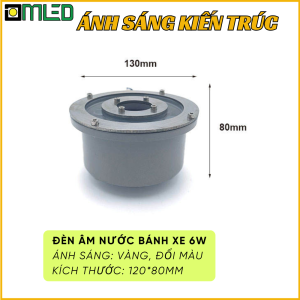 Đèn Âm Nước Bánh Xe 6W - 24V Ánh Sáng Vàng, Đổi Màu